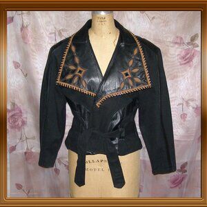 STUNNING RARE sz M 8-10 Isabella Sole Leather & Cotton Jacket